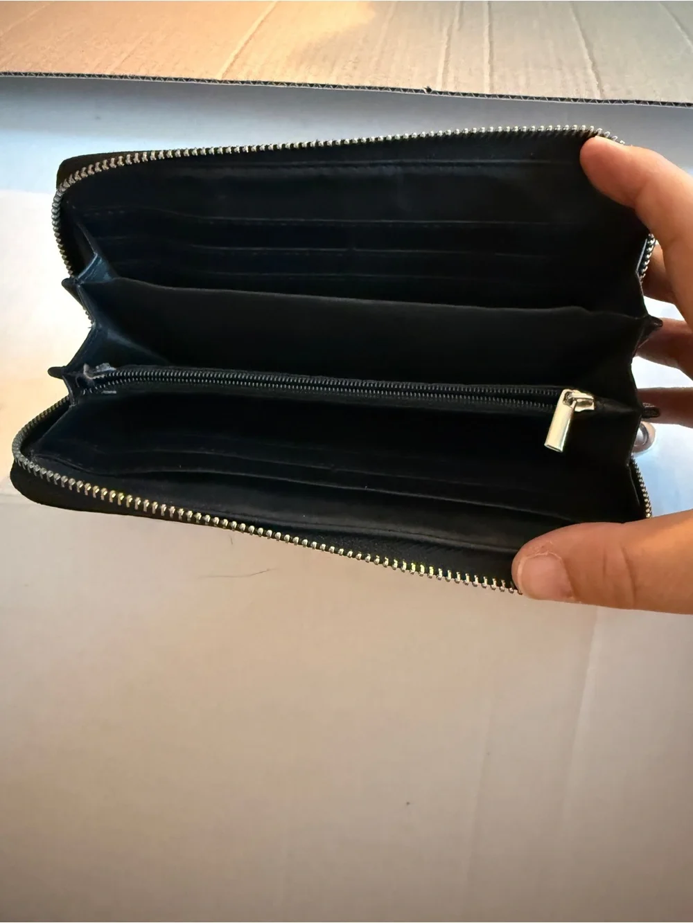 Leopard Crystal Zip-Around Wallet in Black and Brown